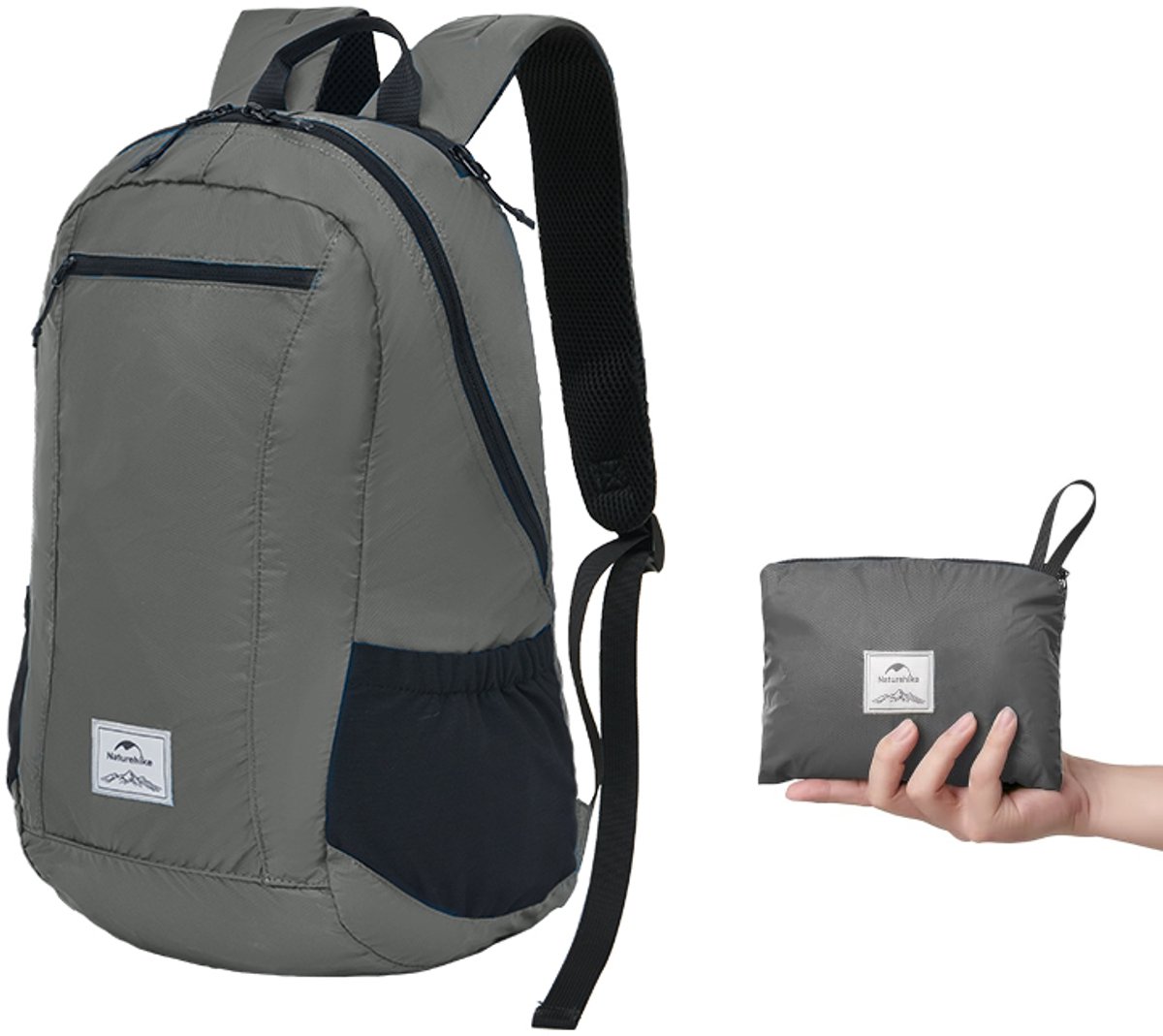 Naturehike Yunyan Opvouwbare Rugzak – 25L – Lichtgewicht Daypack & Dagrugzak – Compacte backpack – Waterbestendig – Reistas voor handbagage – 30D Nylon – Grijs
