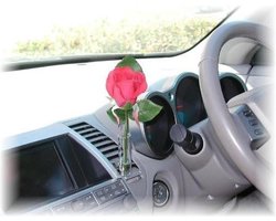 Auto Vaas - Bloemenhouder - Auto Interieur - Universele Ventilatie Clip - Glas Materiaal - Zilver Clip