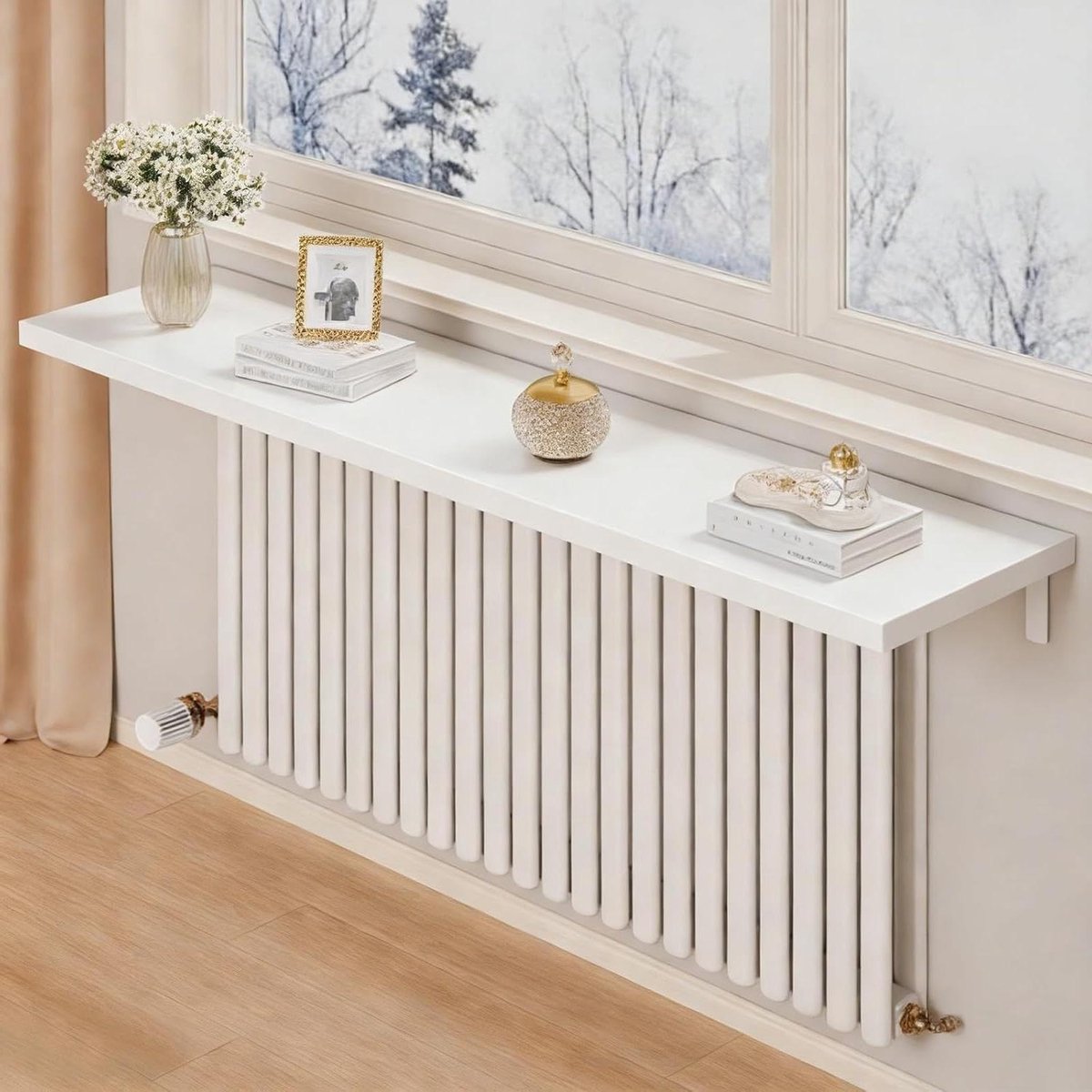 Radiator Plank - Opbergrek Warmte - Ruimte Maximaliseren - Stofdichte Isolatie - 110x20cm - Wit