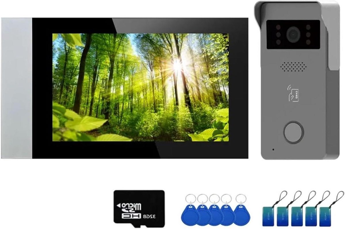 Ring Deurbel - Video Intercom - Huis Beveiligen - 1080P HD Camera - 7 inch Touchscreen - Zwart