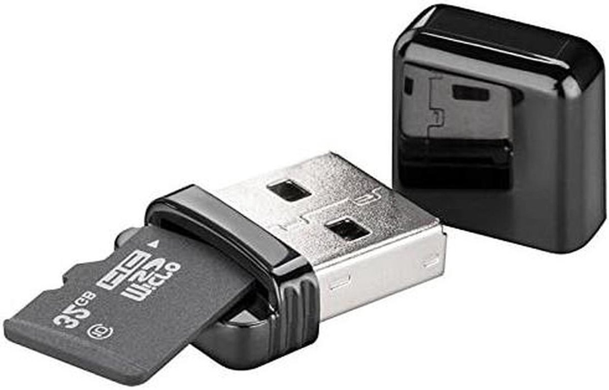 Kaartlezer USB 2.0 - SD Kaartlezer - Bestanden Overzetten - Compact Ontwerp - 480 Mbps - Zwart