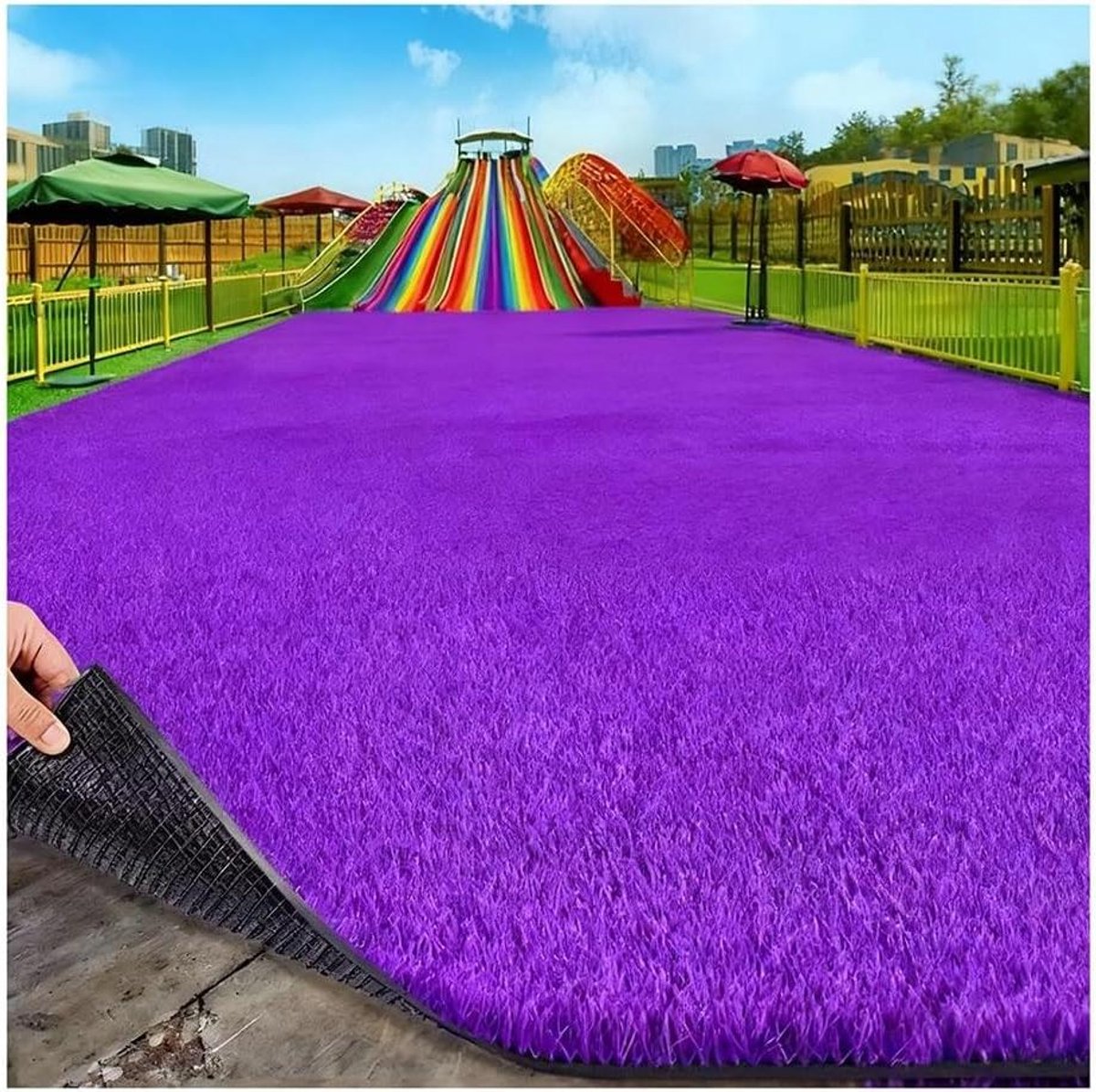 Kunstgrasmat Huisdieren - Synthetisch Gazon Turftapijt - Buitenruimte Decoratie - Automatische Afvoer - 61 x 119 cm - Paars