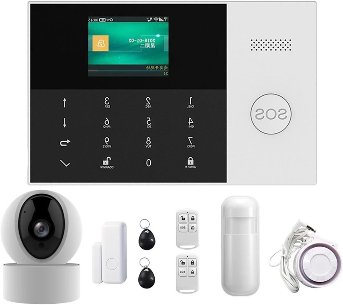 Alarmsysteem Huis - Beveiligingssysteem GSM - Woningbeveiliging - APP Controle - 10 x 10 x 10 mm - Wit