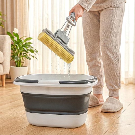 Opvouwbare Emmer - Was Mand - Huis Schoonmaken - Ruimtebesparend Ontwerp - 16 Liter - Grijs — afbeelding 3