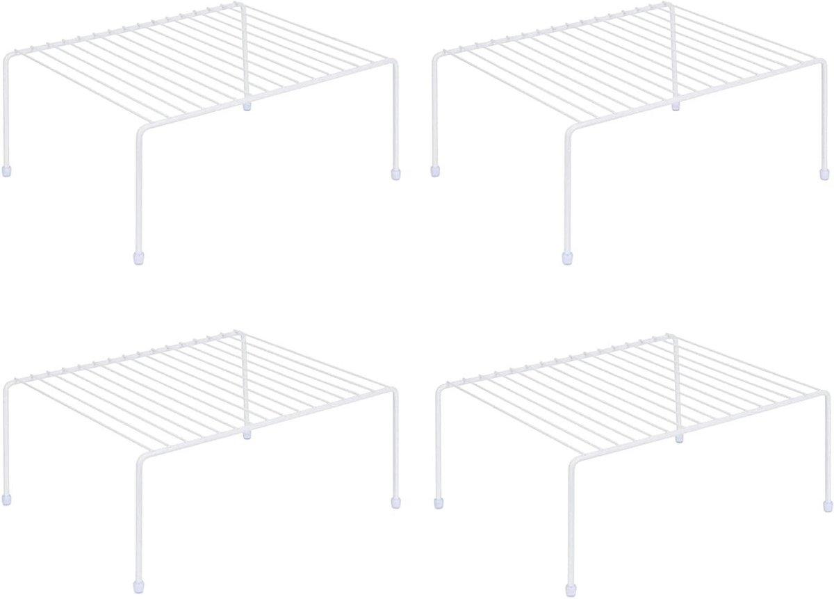Keukenopbergrek - Kast organizer - Keuken ordenen - Roestbestendige afwerking - Set van 4 - Wit