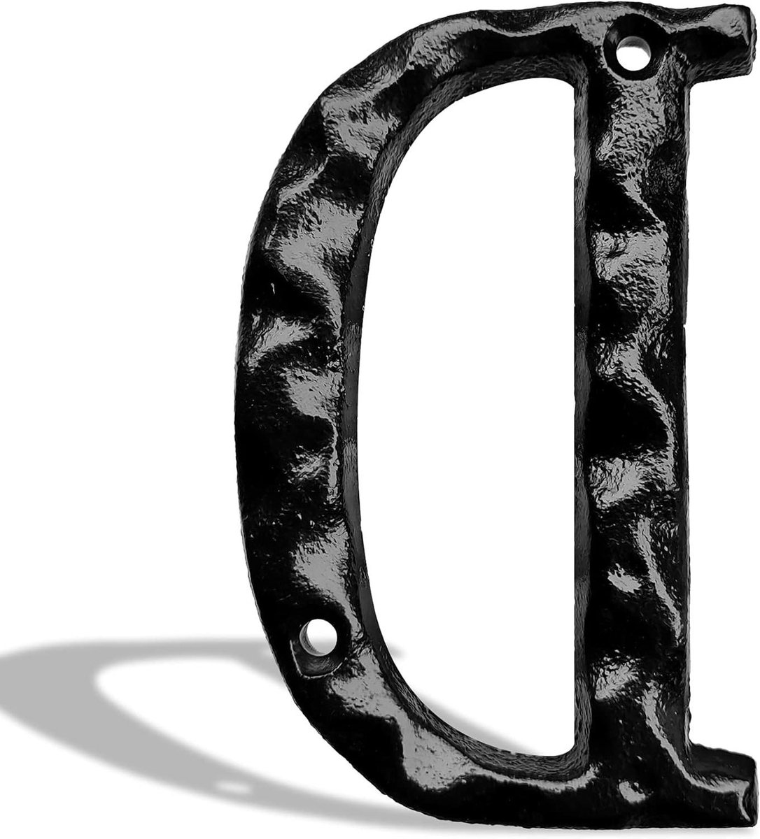 Huisnummer - Adrescijfer - Adresherkenning - Massief gietijzer - 5.5 inch hoog - Zwart