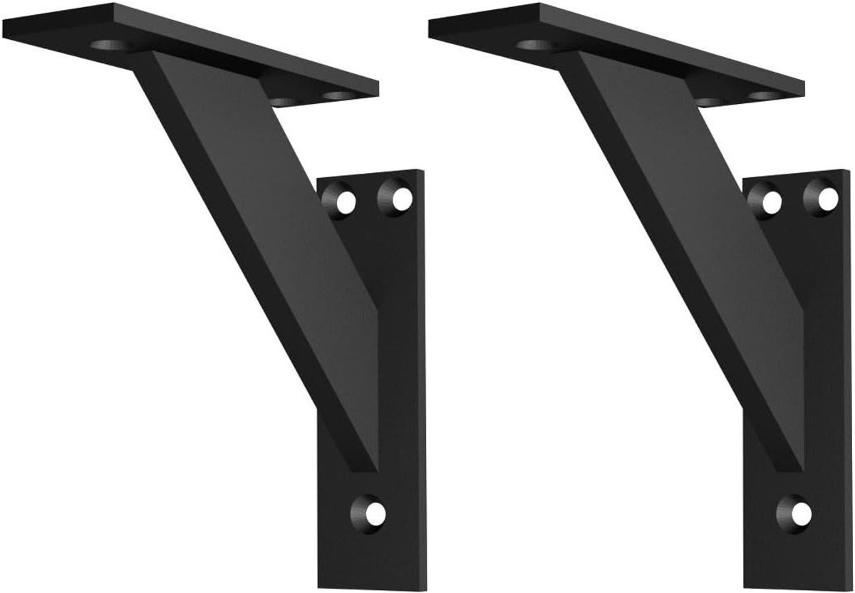 Plankhouder Set - Wandsteun Rek - Planken Ophangen - Duurzaam Aluminium - 120 mm - Zwart
