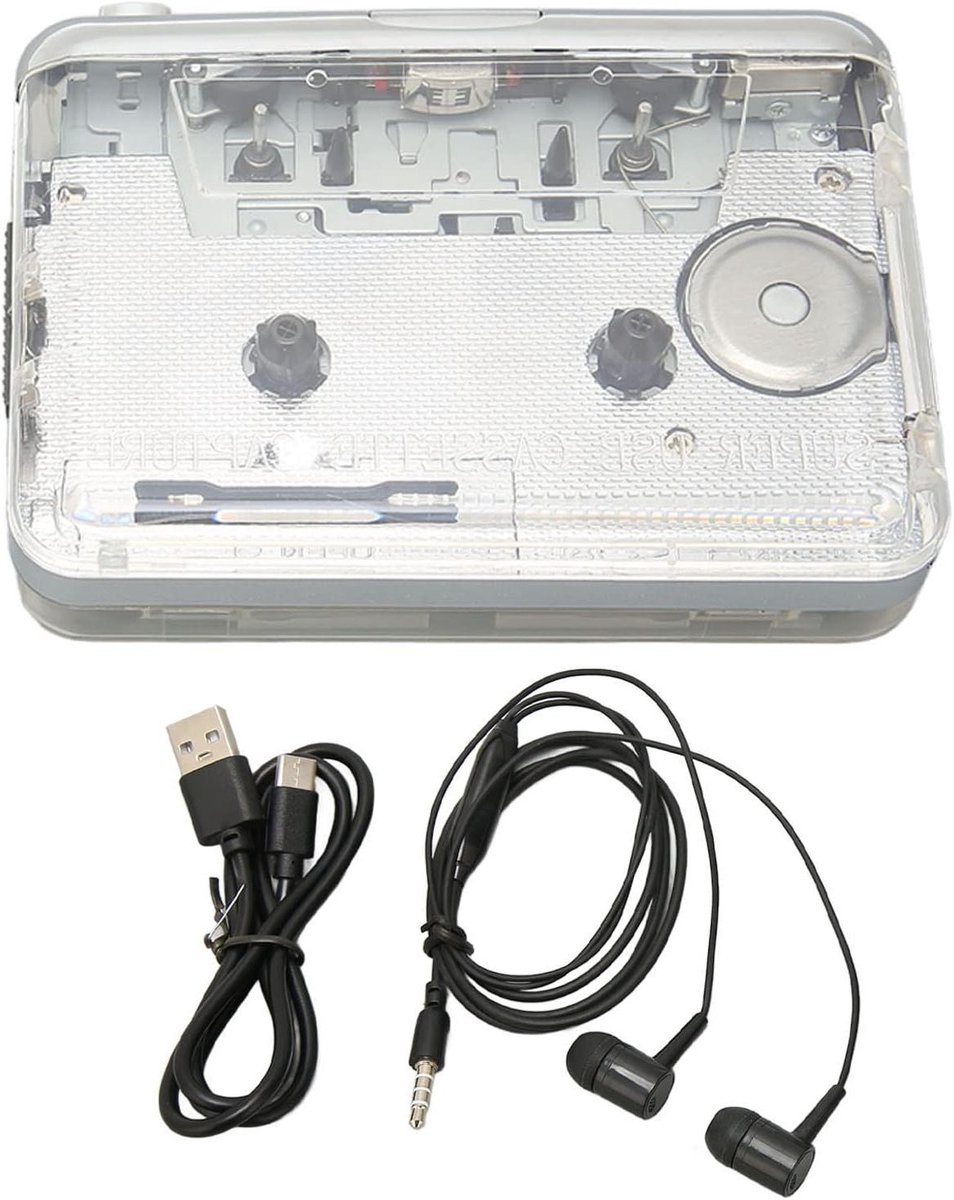 Cassettespeler Recorder - Draagbare Muziekspeler - Authentieke Tape Ervaring - Auto Reverse Functie - Compact Formaat - Transparant