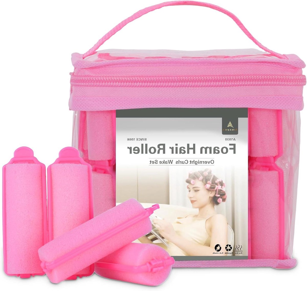 Schuimspons haarrollers - Zachte krulspelden - Haarstyling thuis - Geen hitte nodig - 60 stuks - Roze