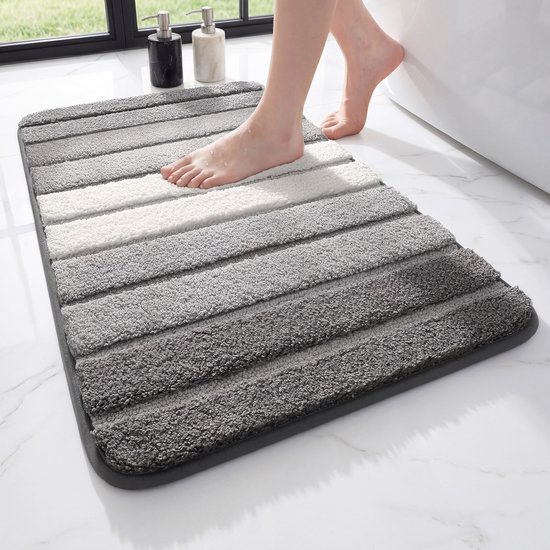 MAESON Badmat 60x90 cm - Antislip & Waterbestendig - Douchemat voor Badkamer - Grijs - Wit - Groot - Geschikt voor Douche & Bad