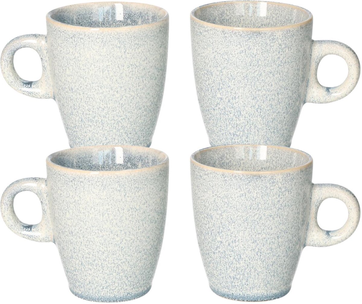 Siaki Koffiemok / theemok Faye - lichtblauw - set 4x - 220 ml - mokken - kerammiek - tas