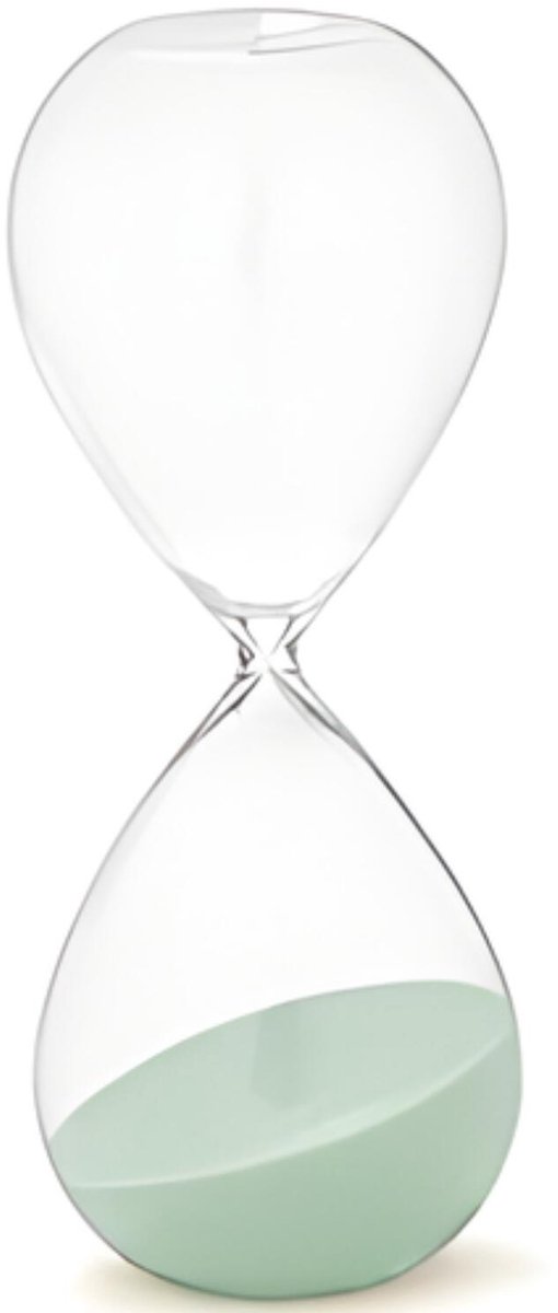 Gift Decor Zandloper cilinder XL - groen - decoratie of tijdsmeting - 30 minuten - glas - D8 x H25 cm