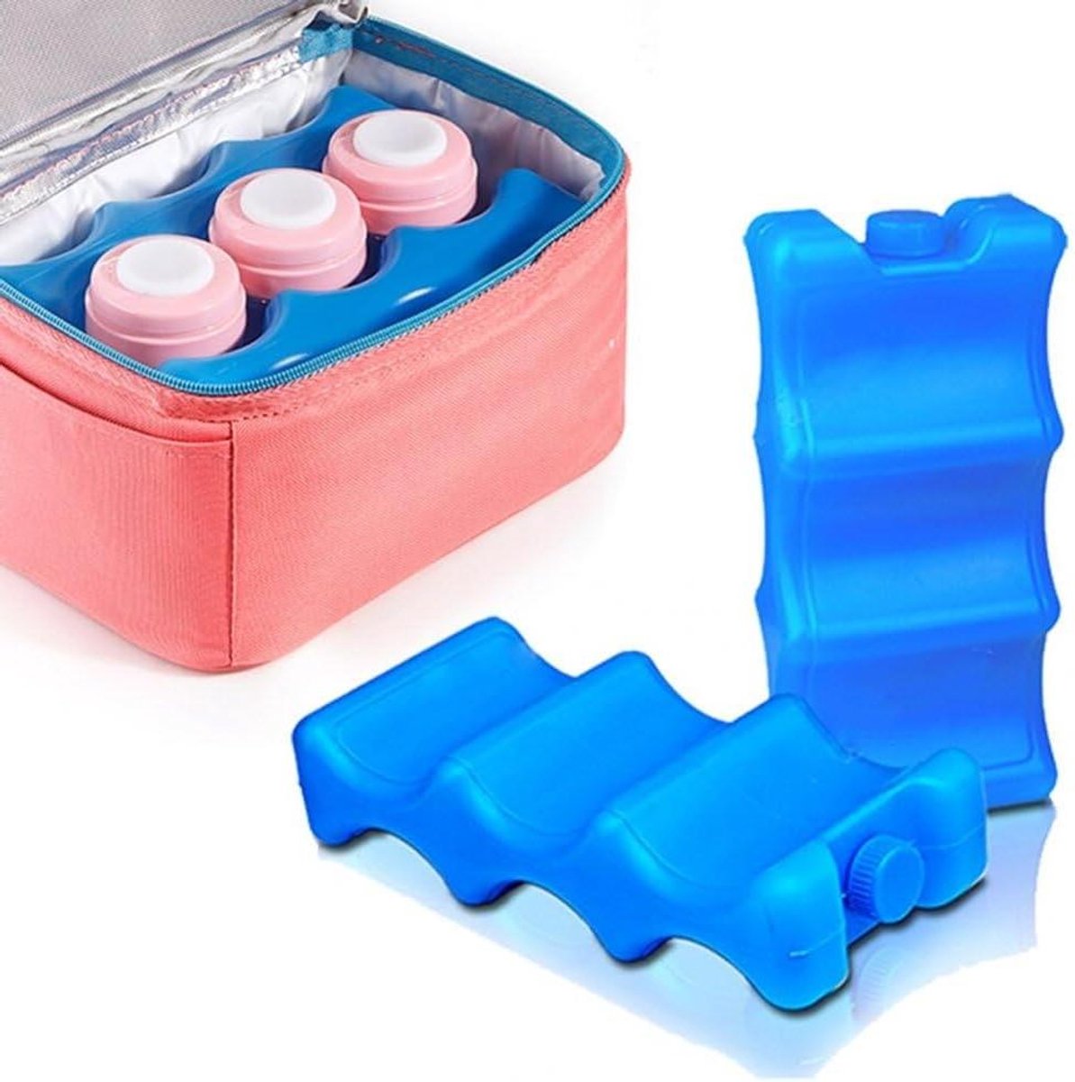 Koelblok Lunchbox - Herbruikbaar IJsblok - Eten Koel Houden - Golvend Design - 21 cm - Blauw
