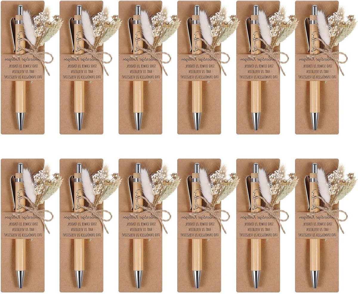 Cadeaus met Houten Balpen en Gravering, Boeket van Echte Gedroogde Bloemen, Papieren Penho