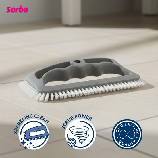 Badkamer Borstel - Voegen Reiniger - Tegels Schoonmaken - Ergonomische Handgreep - Nylon Borstelharen - Grijs — afbeelding 3