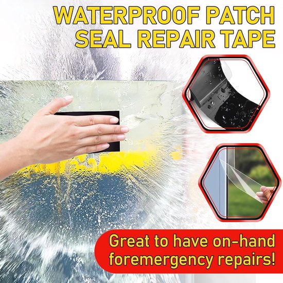 Reparatietape Set - Waterdichte Afdichting - Lekken Stoppen - Voor Natte Oppervlakken - 2 Stuks - Transparant van Merkloos — afbeelding 4