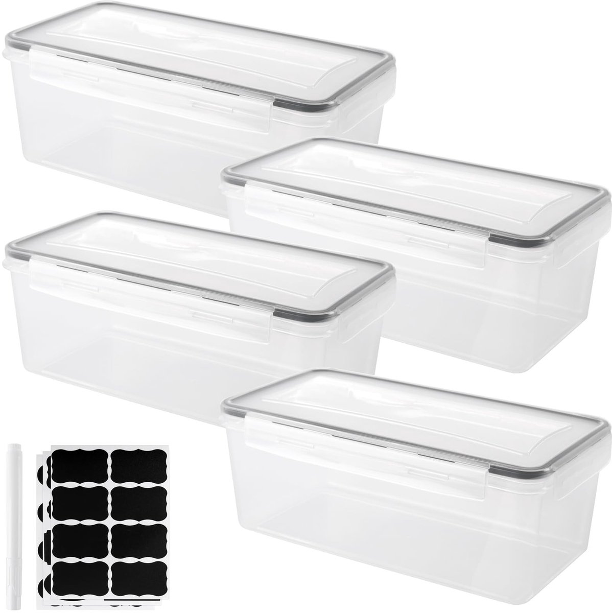 IMstore - Pastaopslagdozen - Airtight - Transparant - Voedselopslag - 3.2L - Geschikt voor pasta en granen - Set van 4