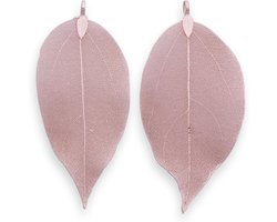 Mode Blad Hanger - Filigraan Bedel - Sieraden Maken - Natuurlijke Real Leaf - 50-55mm Lengte - Roségoud