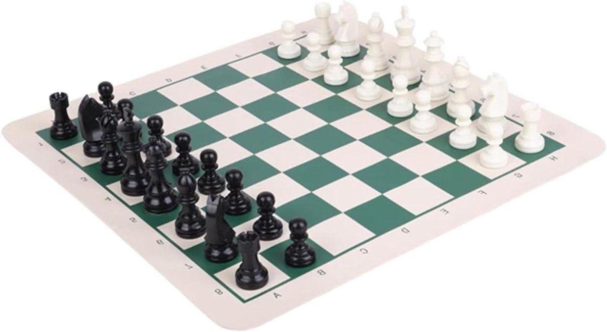 Reis schaakset - Vouwbaar bord - Intelligentie spel - Lichtgewicht en draagbaar - 39x38 cm - Groen en wit
