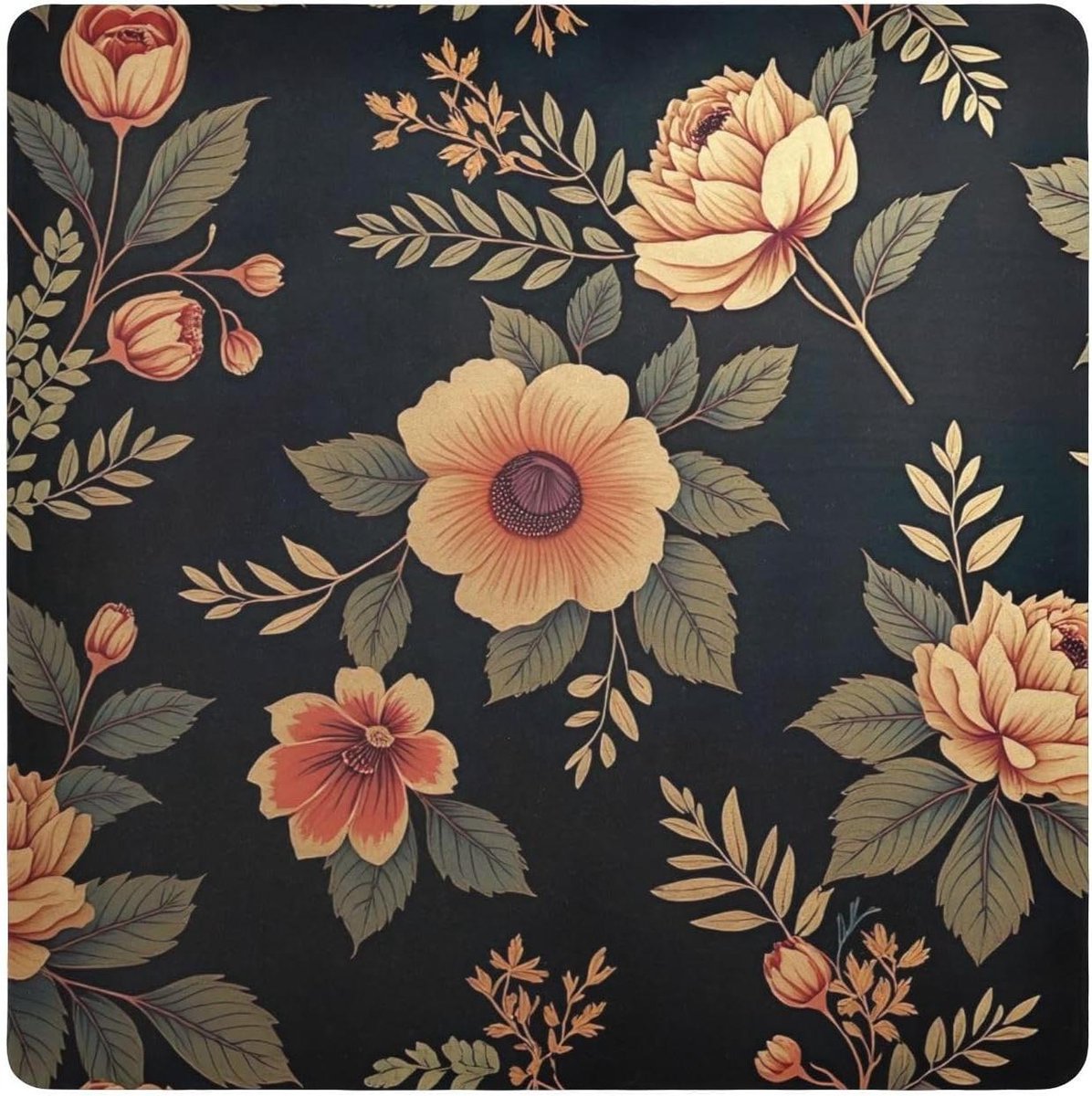 Zelfklevende Doek - Lens Pouch - Veilige Opslag - Wasbaar Ontwerp - 35 x 35 cm - Bloemen Zwart