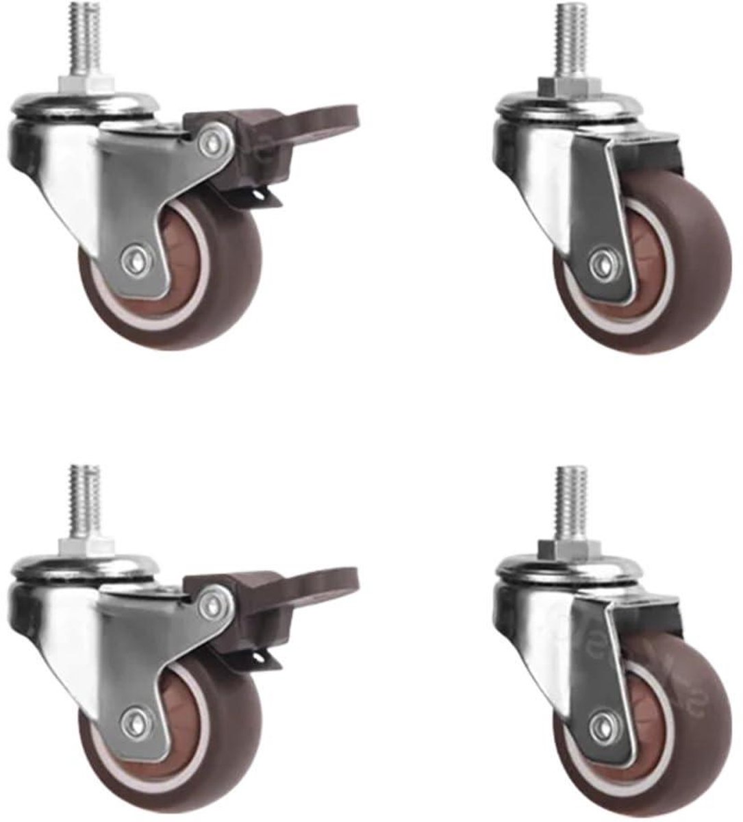 Meubelwielen set - Zwenkwielen stoel - Soepel verplaatsen - Geluidsarm rollen - 4 stuks - Beige