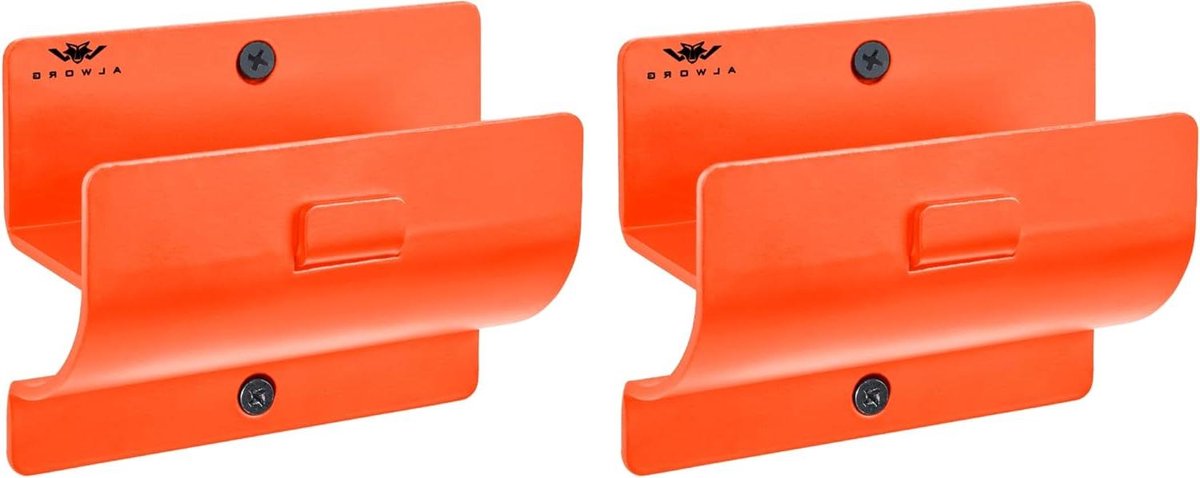 Ladderhangers voor garagemuur, set van 2 haken, oranje opstapkruk, muurbevestiging, gereedschapshouder voor schuur, werkplaats, tuin - hangkruiwagen, klapstoel