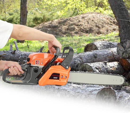 JENPECH Gas Chainsaw 58 cm, 58 cc Cordless Chainsaw, Gas Power for Cutting Wood and Tree Trimming (Orange) — afbeelding 5