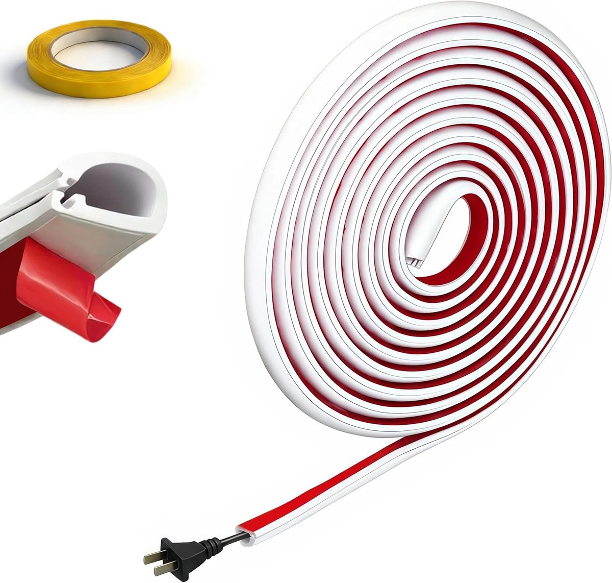 Zelfklevende kabelgoot wit 7 mm - 1,5 m met stoftape