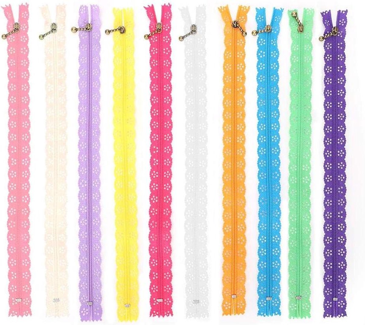 Nylon Ritsen Set - Kanten Ritsen - Kleding Naaien - Gemengde Kleuren - 30 cm - Zwart