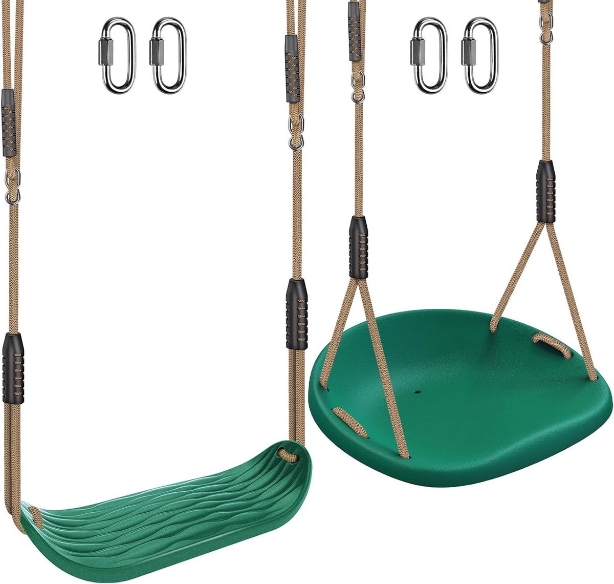 Schommelstoel Set - Zitje Vervanging - Buiten Spelen - Verstelbaar Touw - 50 cm Diep - Groen