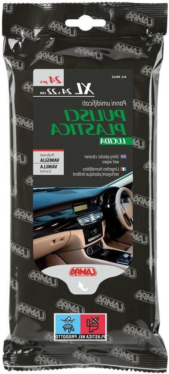 Vochtige Doekjes - Kunststof Reiniger - Auto Interieur - Beschermt Tegen Uv - 24 Stuks - Glanzend
