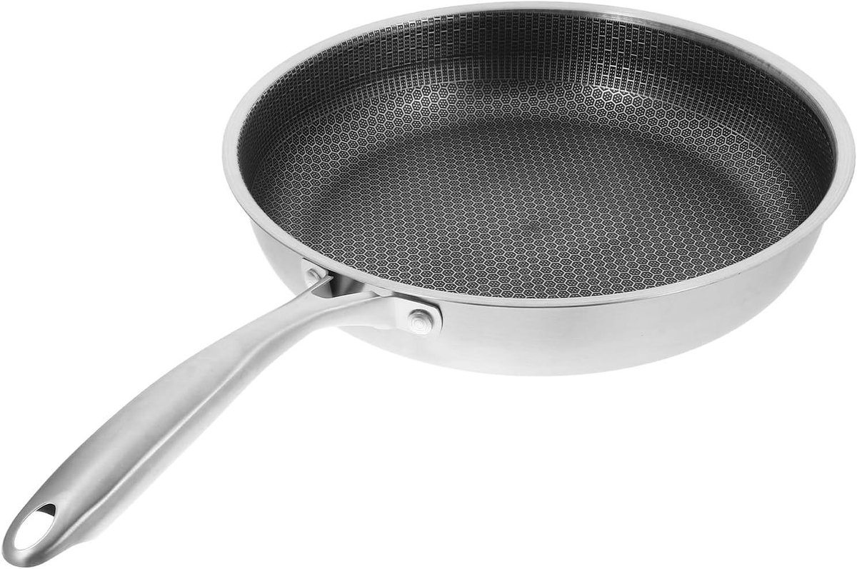 RVS Koekenpan - Honingraat Pan - Eieren Bakken - Antiaanbaklaag - 30 cm - Zilverkleurig