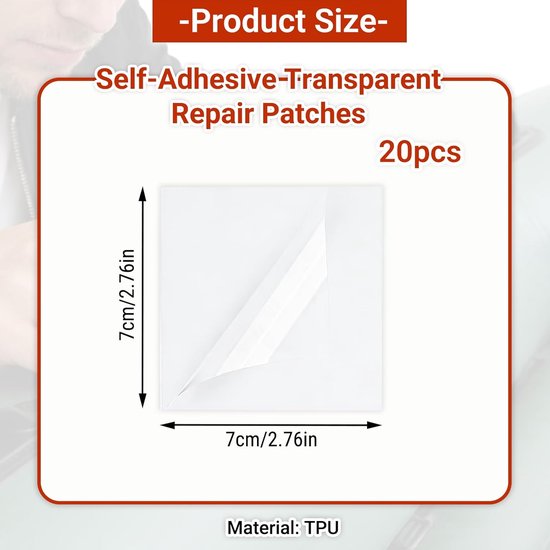 Reparatieset Opblaasbaar - Reparatiepatches - Lekkages Dichten - Waterdicht Hittebestendig - 20 Stuks 7x7 cm - Transparant van Merkloos — afbeelding 4