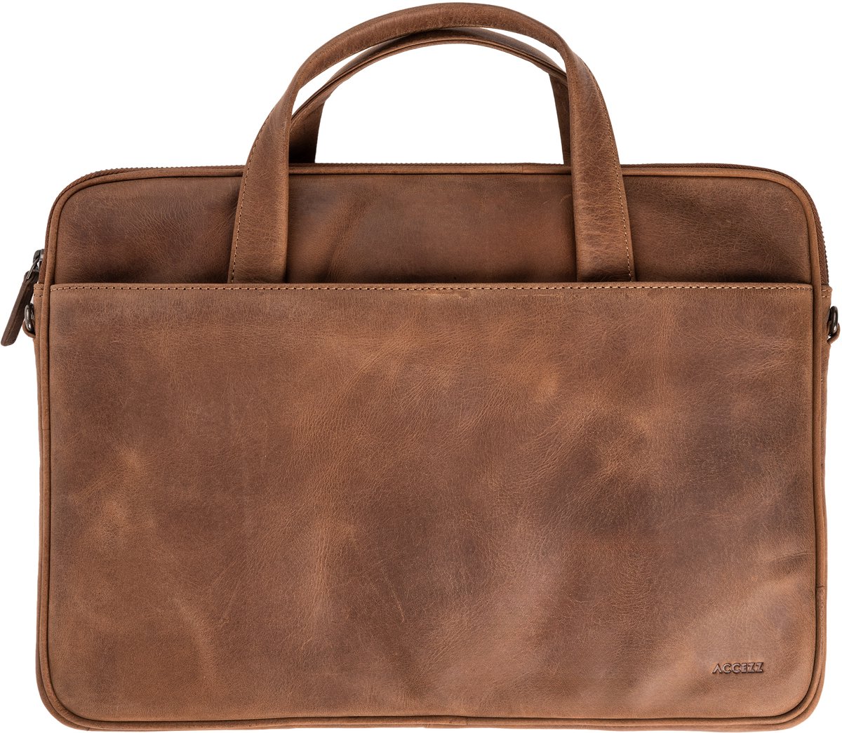 Accezz Leren Laptoptas tot 16 inch - Geschikt voor Laptops tot 27 x 35, 5 cm - Laptop Tas - Cognac