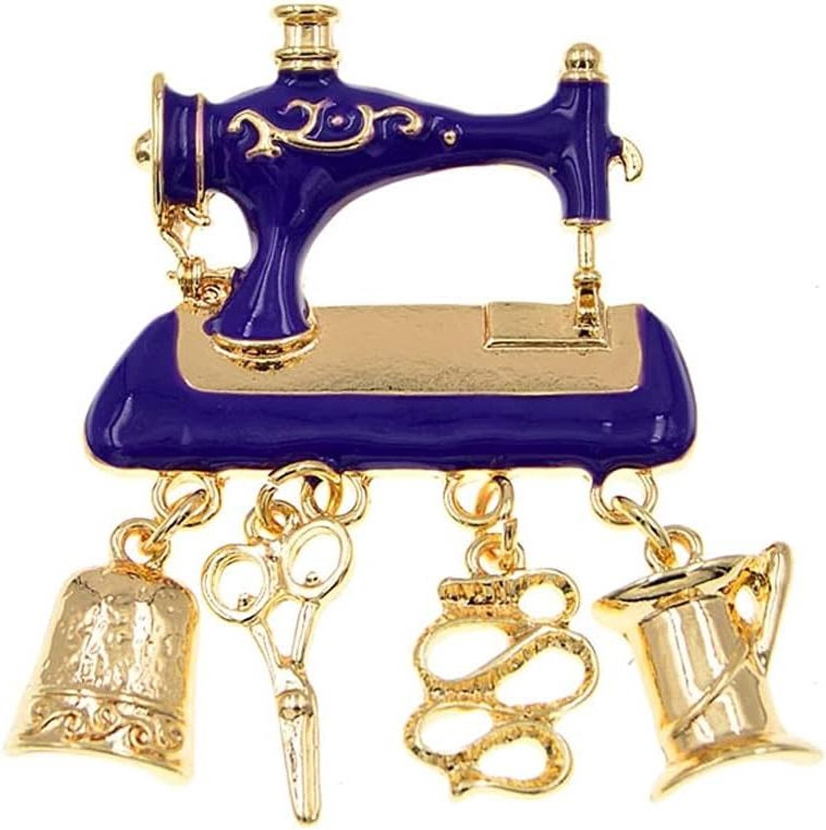 Emaille Naaimachine Broche - Sieraden Pin - Accessoire Dragen - Uniek Naaimachine Design - 5.5x4.1cm - Paars
