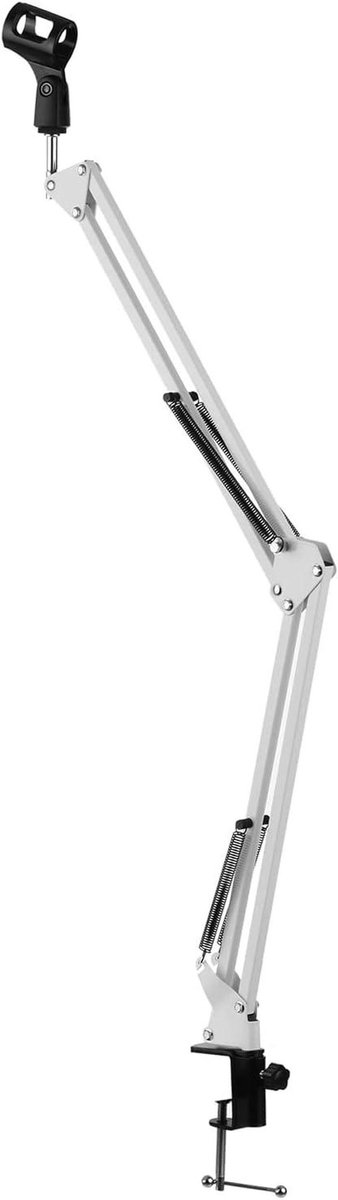 Microfoon Arm - Verstelbare Houder - Handsfree Opnemen - Robuuste Stalen Constructie - 40 cm - Wit