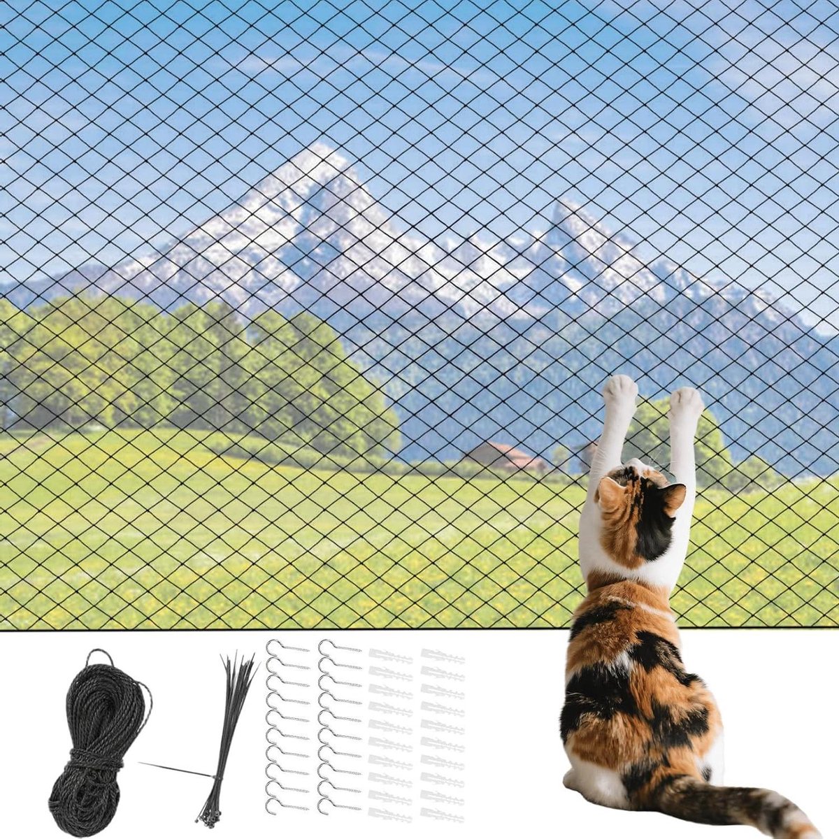 Kattennet Balkon - Veiligheidsscherm Huisdier - Veilig Buiten - UV-bestendig Nylon - 300x200cm - Transparant