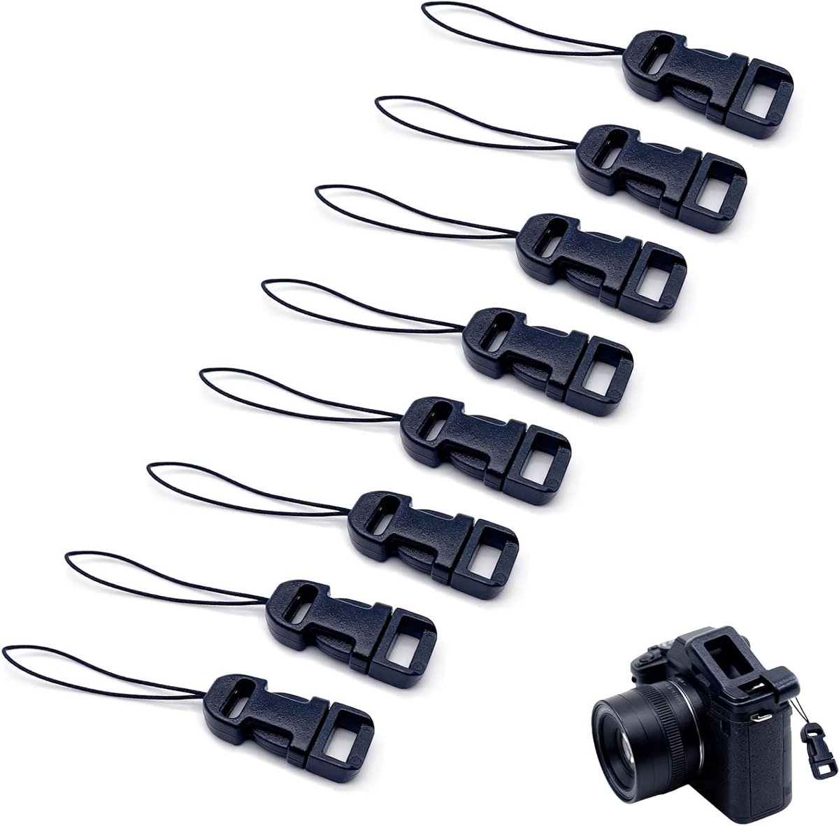 Set van 8 Snelle Ontgrendel Camera Bandjes voor Camera's, Verrekijkers en Drones, Universele Sluiting, Bruin