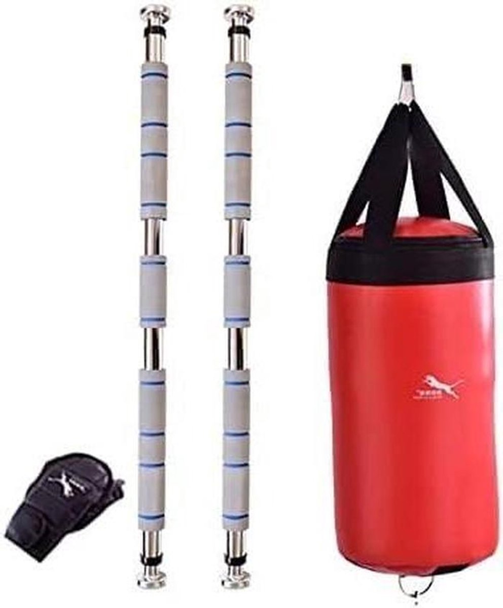Bokszak met standaard - Snelheid bal - Reactie training - Dubbelzijdig PU leer - 45 cm hoog - Zwart