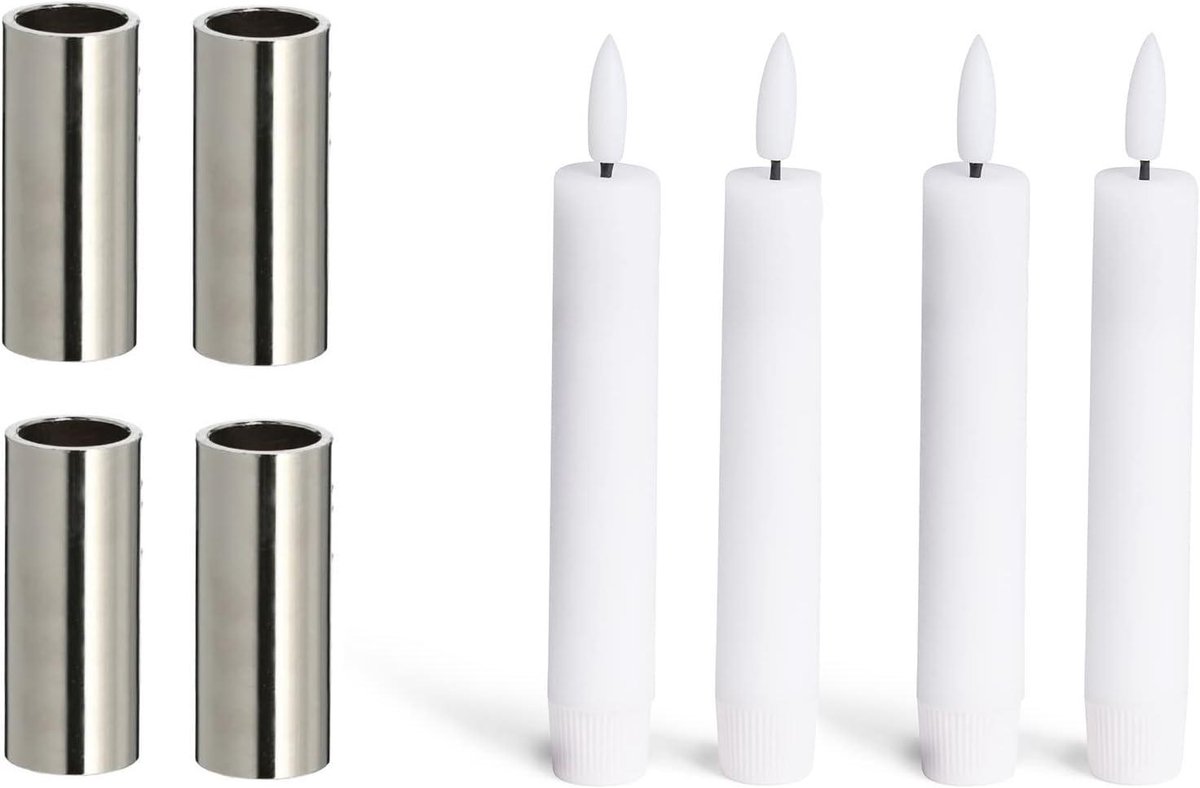 Kandelaars met magneet - Kaarshouders - Decoratie maken - Magnetische bevestiging - 4 stuks - Zilver