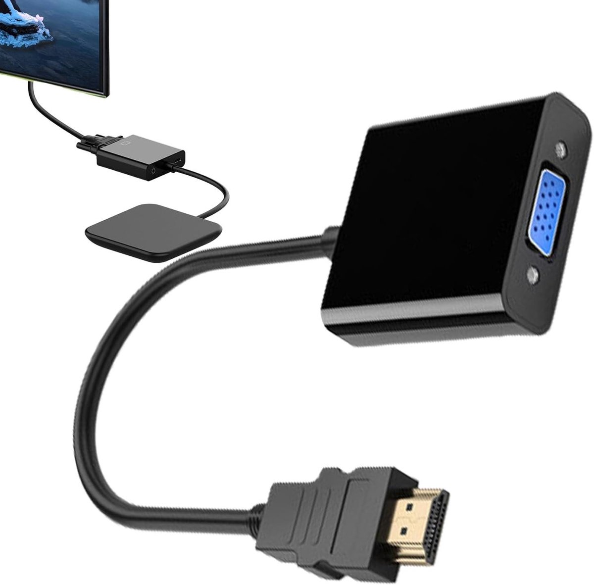 VGA naar Adapter - Converter Kabel - Beeld Overzetten - Met Audio Ondersteuning - 025m - Zwart