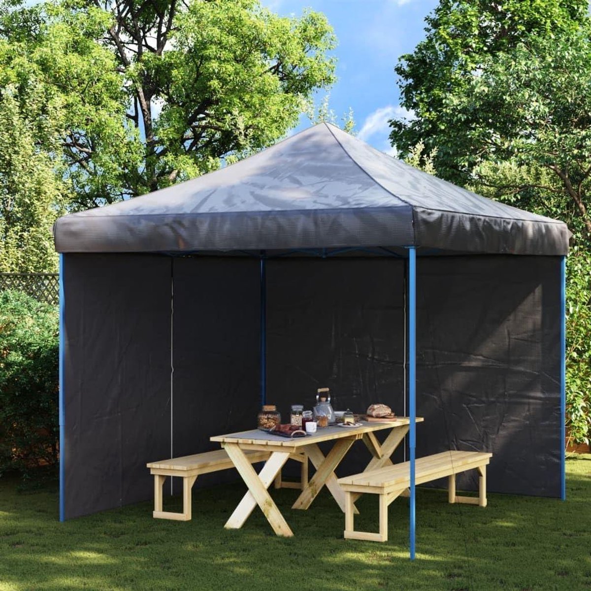 Partytent zijwanden - Tent panelen - Extra beschutting - Met ritssluiting - 2 stuks - Antraciet