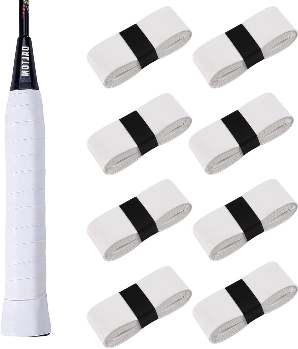 Tennisracket gripset van 8 stuks met zachte oppervlakte, optimale hechting en hoge absorptie voor tennis, badminton en squash