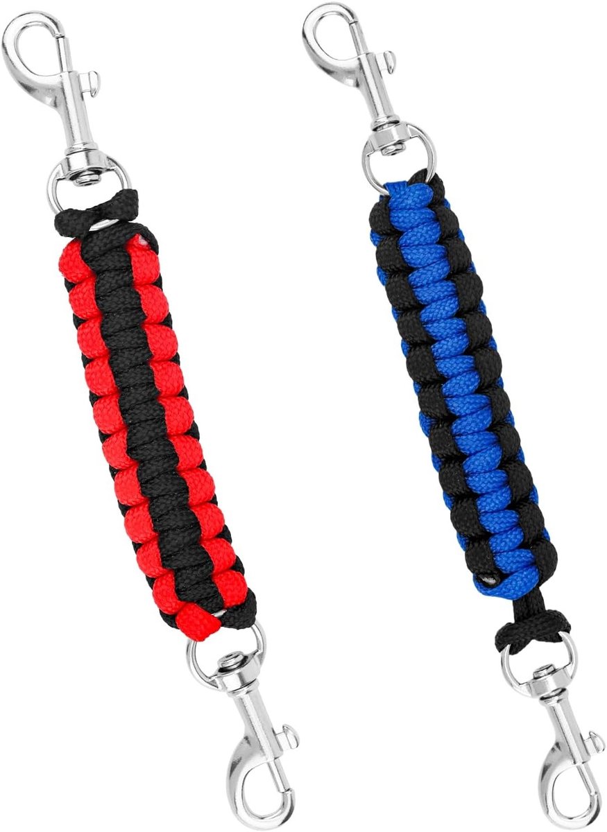 Veilige 360° Rotating Safety Leash voor Honden - 2 Stuks Pin Strap Safety Clips voor Harnasverbinding, Geschikt voor Honden en Katten, Rood en Blauw