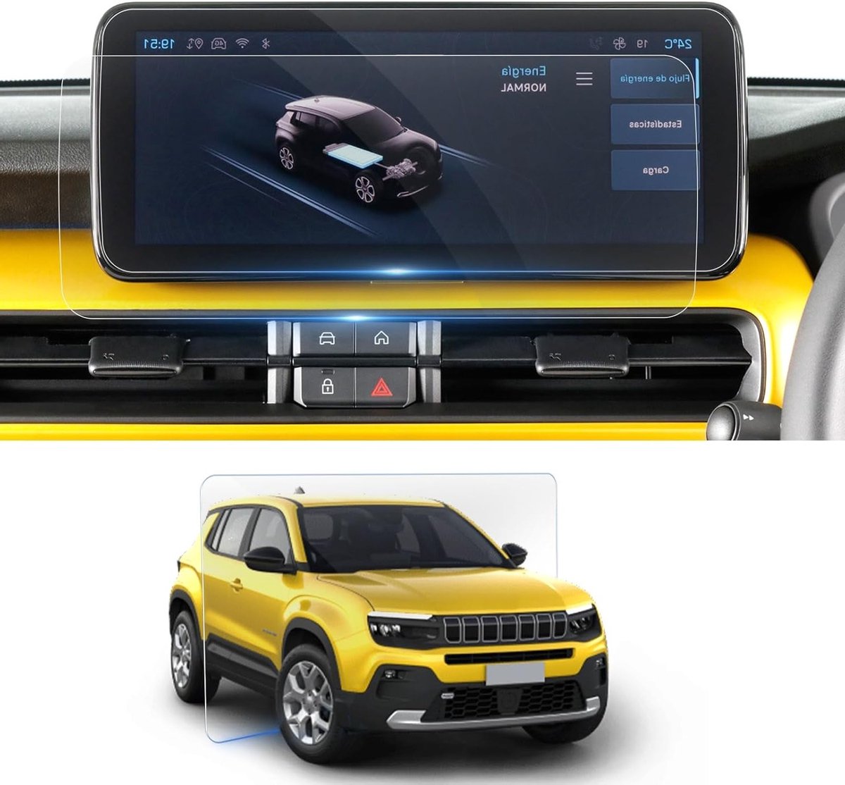 Screen Protector voor 10.25 Inch Navigatiescherm - Nano Film, 6H Krasbestendig, Geschikt voor Jeep Avenger 2023-2024, Set van 2
