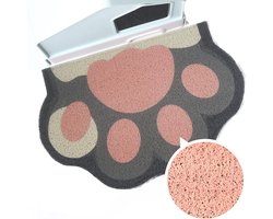 Schattige Kattenbak Mat 24”x16” - Kattengrind Opvangmat - Zacht Voor Kattenpootjes - Eenvoudig Reinigen - Antislip - Huisdieraccessoire - Grijs Roze