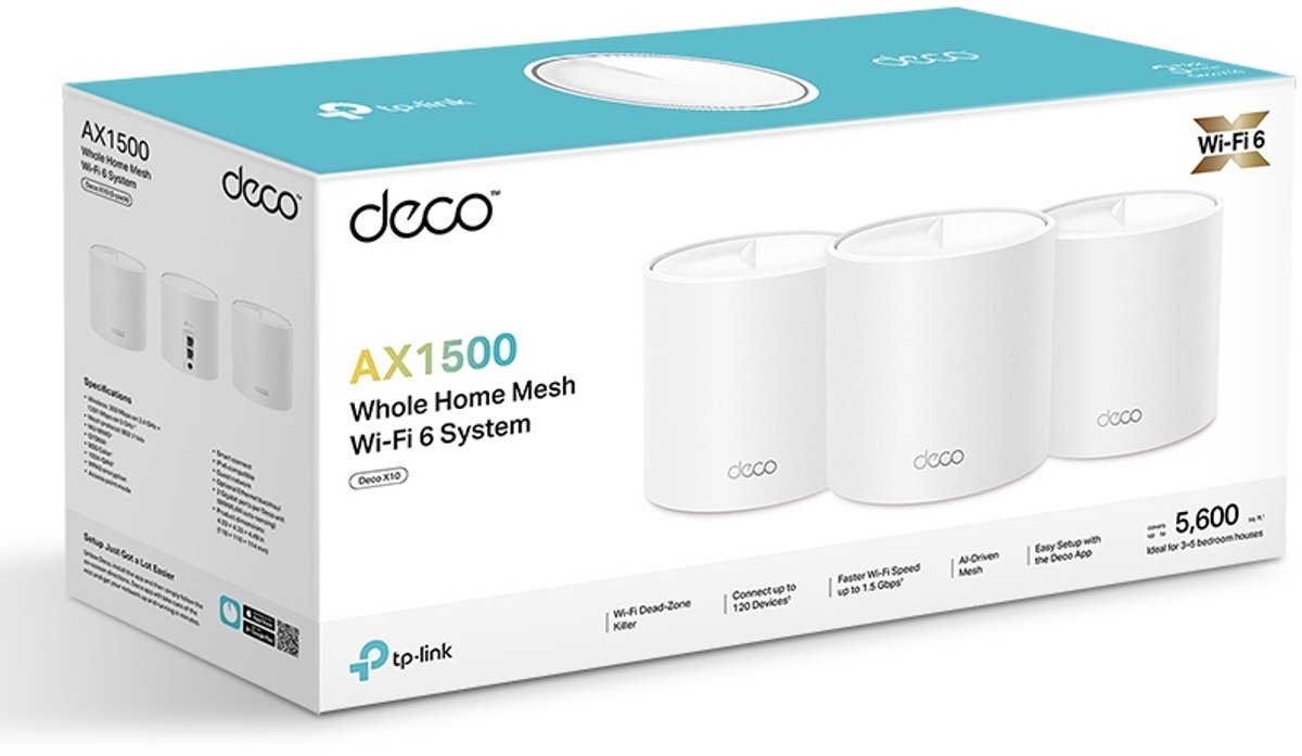 TP-Link Deco X10 - Mesh WiFi - WiFi Versterker - WiFi 6 - 1500 Mbps - 3-pack – foto 4
