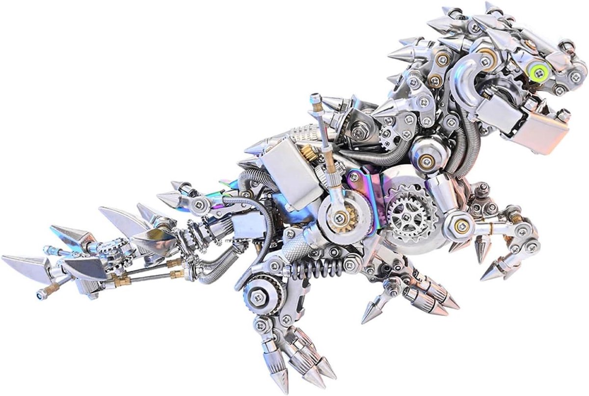 3D Metalen Puzzel - Dinosaurus Model - Hobby Bouwen - Steampunk Ontwerp - 1450 Stuks - Zilver