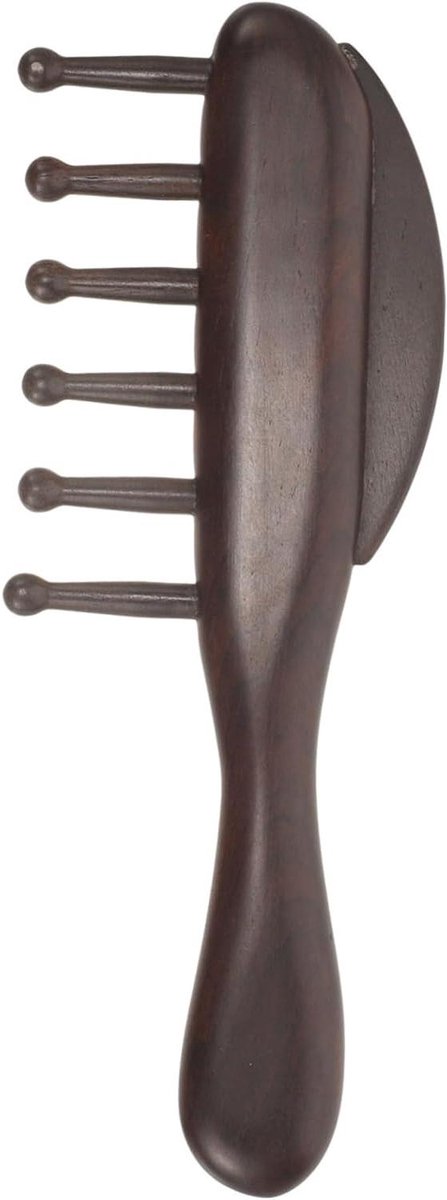 Houten Kam - Massage Kam - Haar Ontklitten - Brede Tanden - 16 cm - Zwart