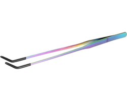 Voedertang Aquarium - Gebogen Pincet Reptielen - Huisdieren Voeren - Antislip Siliconen Kop - 27 cm - Zilver